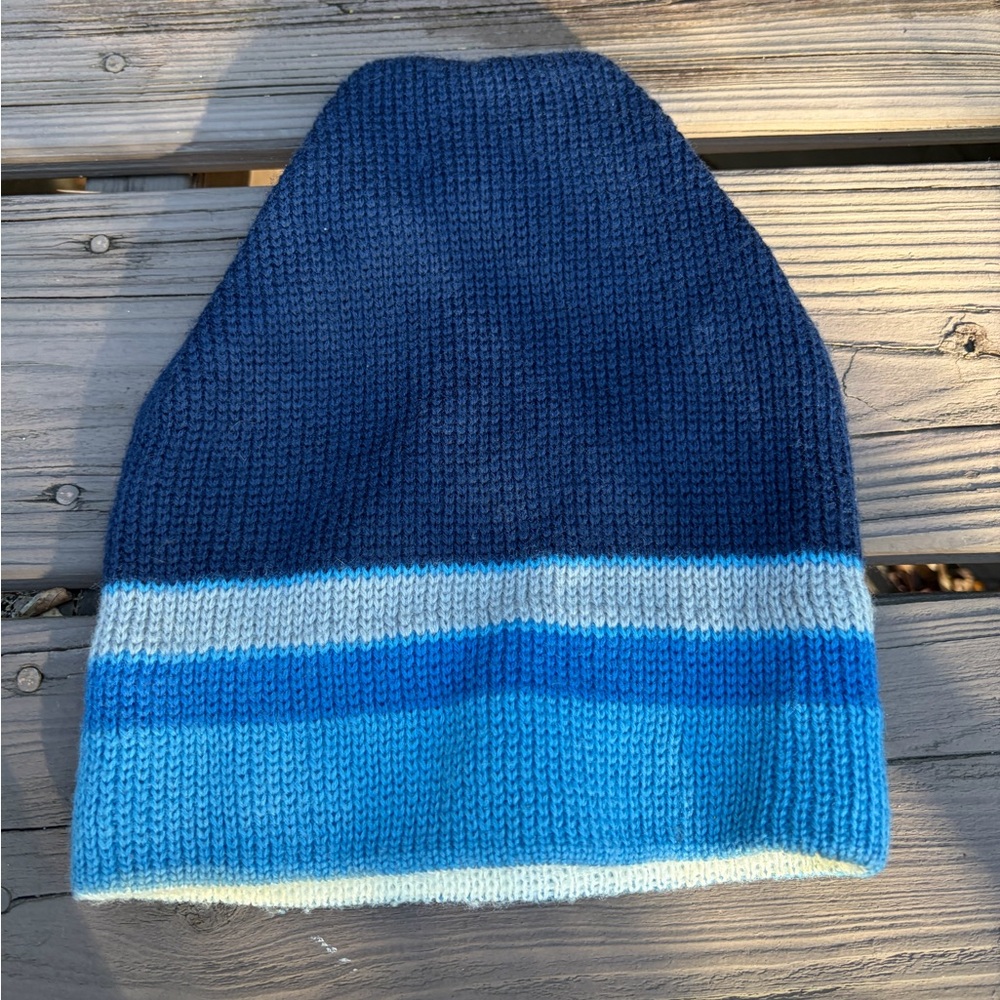 Vintage Penthouse Knits Shades of Blue Wool Blend Beanie